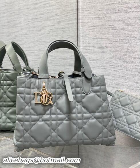 Grade Quality Dior Medium Toujours Tote bag in Macrocannage Calfskin CD1099 Cloud Grey 2024