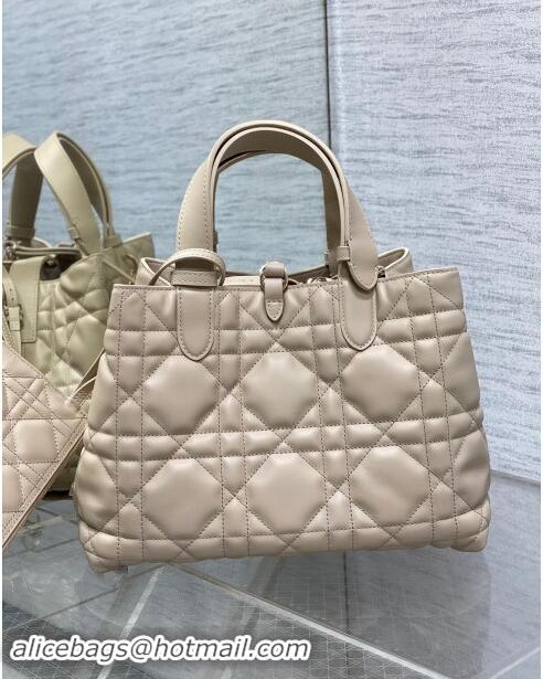 Super Quality Dior Medium Toujours Tote bag in Macrocannage Calfskin CD1099 Blush Beige 2024