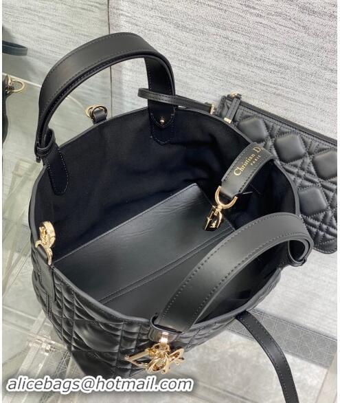 Grade Quality Dior Small Toujours Tote Bag in Macrocannage Calfskin Leather CD1100 Black 2024