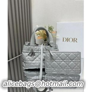 Well Crafted Dior Small Toujours Tote bag in Macrocannage Calfskin CD1100 Cloud Grey 2024