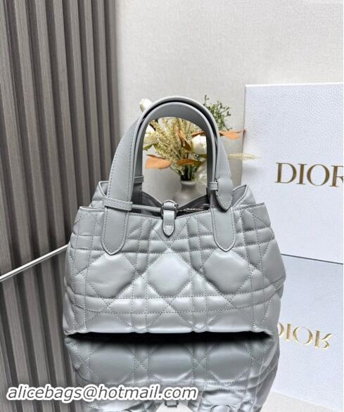 Well Crafted Dior Small Toujours Tote bag in Macrocannage Calfskin CD1100 Cloud Grey 2024