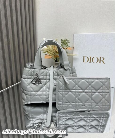 Well Crafted Dior Small Toujours Tote bag in Macrocannage Calfskin CD1100 Cloud Grey 2024