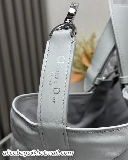 Top Grade Dior Large Toujours Tote Bag in Macrocannage Calfskin CD1101 Cloud Grey 2024