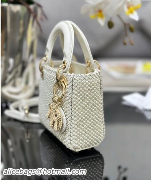 Well Crafted Dior Micro Lady Dior Bag with Pearls Allover S0856 2024