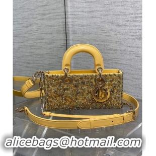 Grade Quality Dior Lady D-Joy Small Bag in Bead Embroidery 1101 Yellow 2024