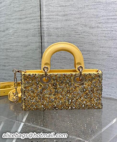 Grade Quality Dior Lady D-Joy Small Bag in Bead Embroidery 1101 Yellow 2024