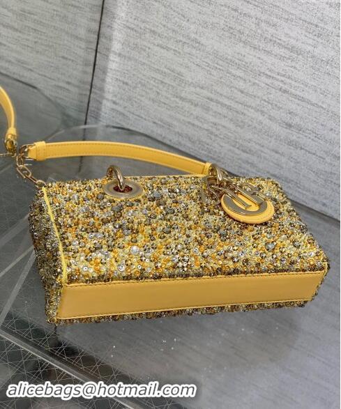 Grade Quality Dior Lady D-Joy Small Bag in Bead Embroidery 1101 Yellow 2024