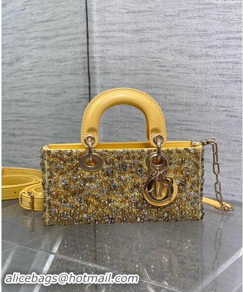 Grade Quality Dior Lady D-Joy Small Bag in Bead Embroidery 1101 Yellow 2024