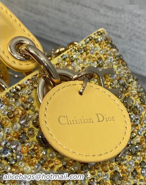 Grade Quality Dior Lady D-Joy Small Bag in Bead Embroidery 1101 Yellow 2024