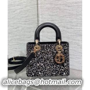 Super Quality Dior Small Lady Bag in Bead Embroidery 1102 Black 2024