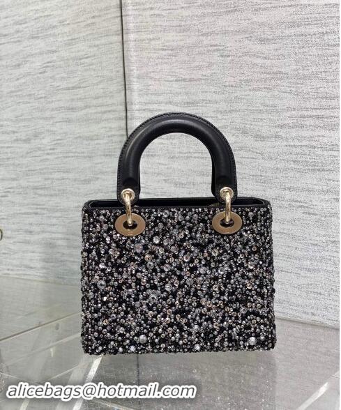 Super Quality Dior Small Lady Bag in Bead Embroidery 1102 Black 2024