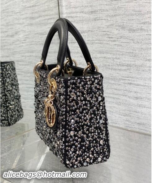 Super Quality Dior Small Lady Bag in Bead Embroidery 1102 Black 2024