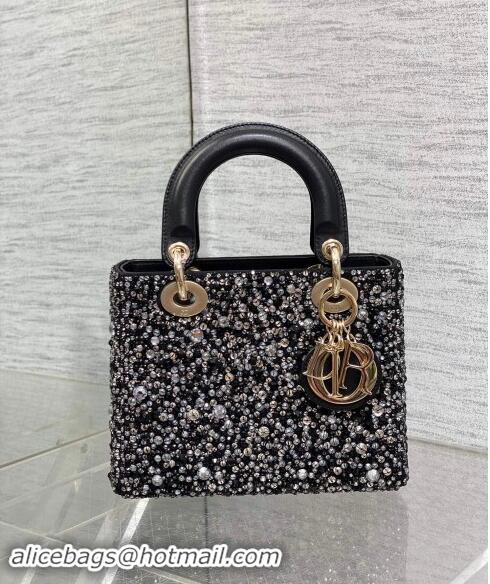 Super Quality Dior Small Lady Bag in Bead Embroidery 1102 Black 2024