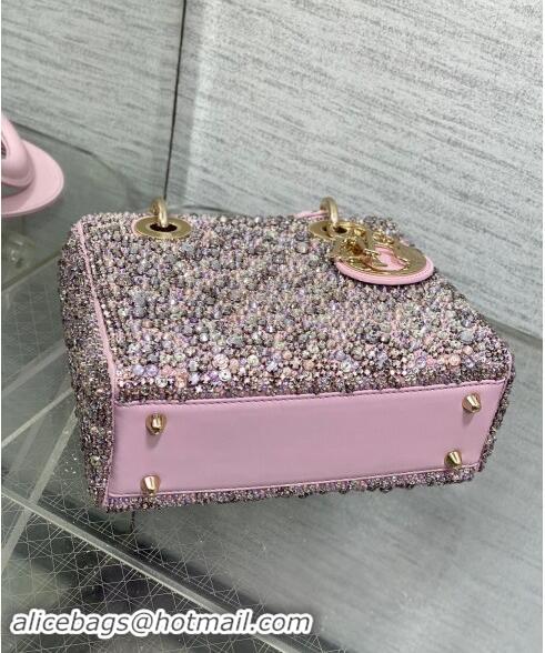 Well Crafted Dior Small Lady Bag in Bead Embroidery 1102 Light Pink 2024