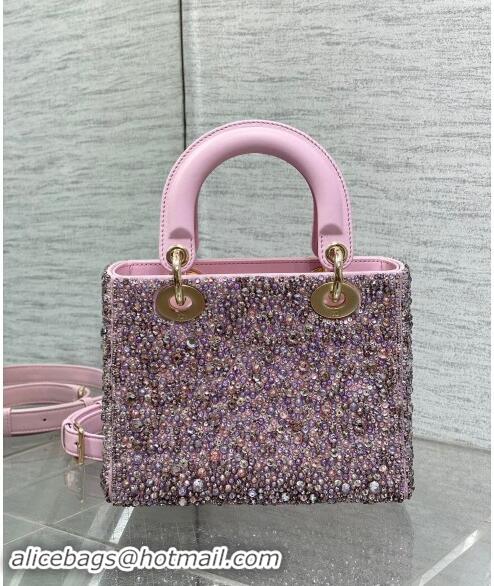 Well Crafted Dior Small Lady Bag in Bead Embroidery 1102 Light Pink 2024