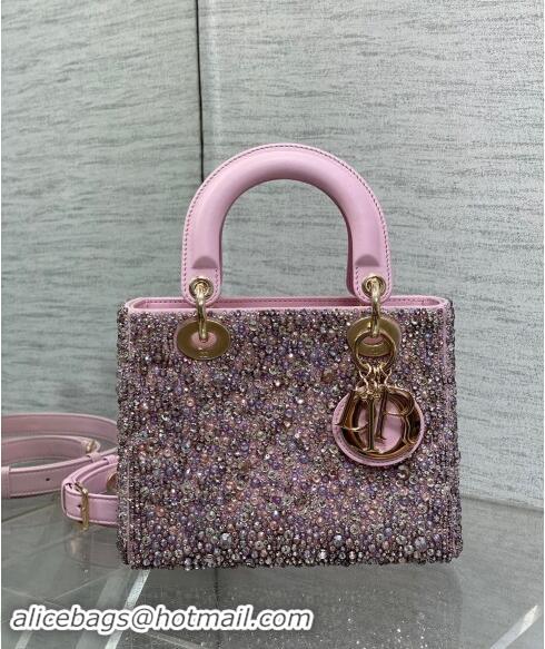 Well Crafted Dior Small Lady Bag in Bead Embroidery 1102 Light Pink 2024