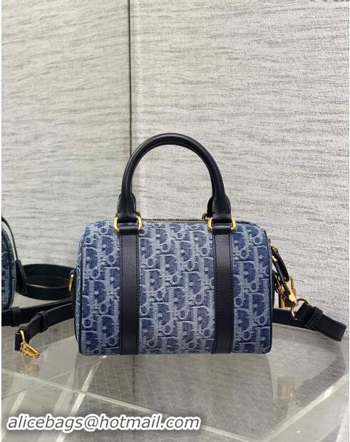 Top Grade Dior Groove 20 Boston Bag in Oblique D0801 Denim Blue 2024