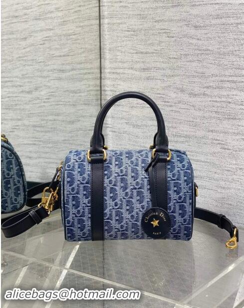 Top Grade Dior Groove 20 Boston Bag in Oblique D0801 Denim Blue 2024