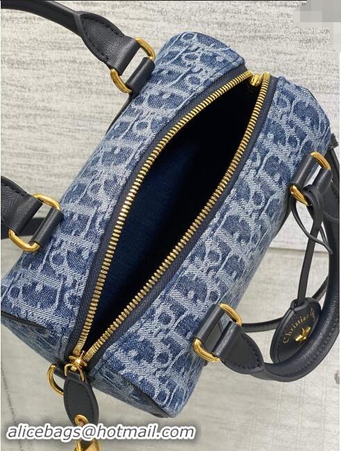 Top Grade Dior Groove 20 Boston Bag in Oblique D0801 Denim Blue 2024