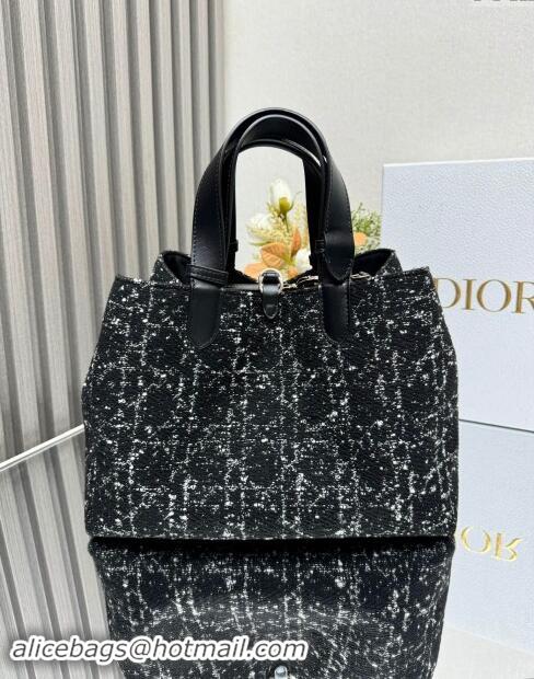 Top Design Dior Medium Dior Toujours Bag in Cannage Tweed 2821 Black 2024