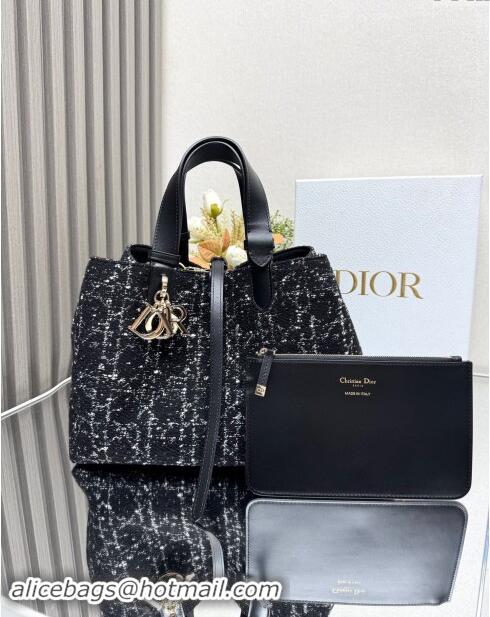 Top Design Dior Medium Dior Toujours Bag in Cannage Tweed 2821 Black 2024