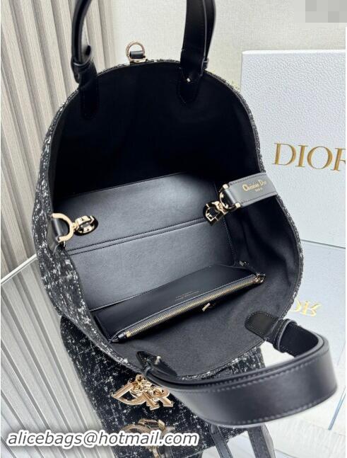 Top Design Dior Medium Dior Toujours Bag in Cannage Tweed 2821 Black 2024