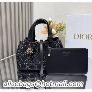 Cheap Price Dior Small Dior Toujours Bag in Cannage Tweed 2822 Black 2024