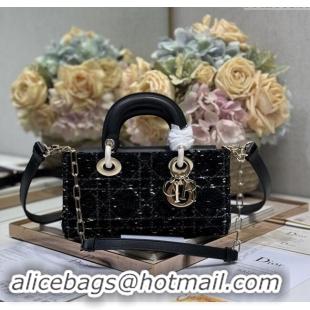 Super Quality Dior Small Lady D-Joy Bag in Cannage Tweed 0910 Black 2024