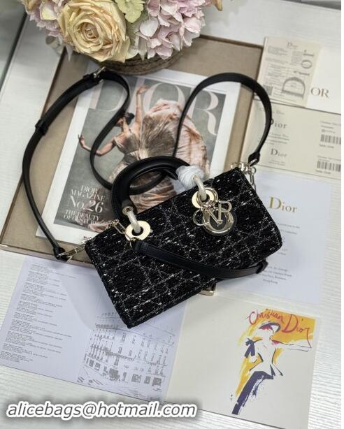 Super Quality Dior Small Lady D-Joy Bag in Cannage Tweed 0910 Black 2024