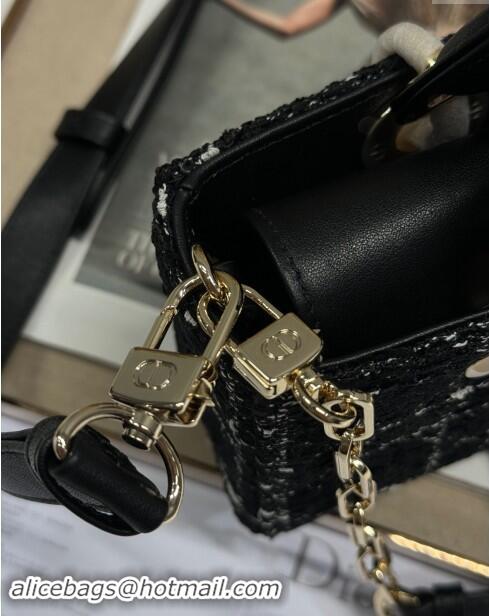 Super Quality Dior Small Lady D-Joy Bag in Cannage Tweed 0910 Black 2024