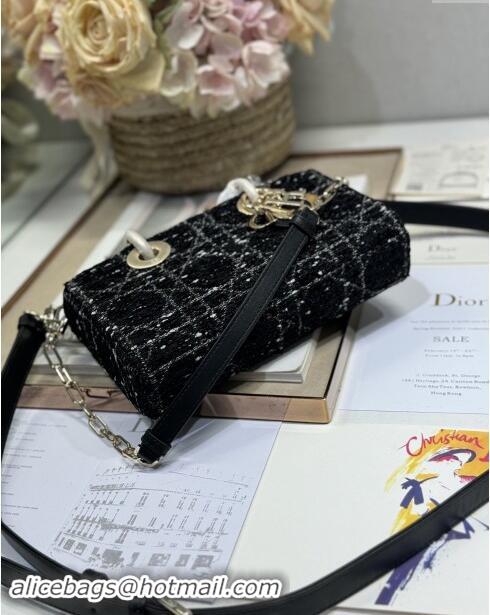 Super Quality Dior Small Lady D-Joy Bag in Cannage Tweed 0910 Black 2024