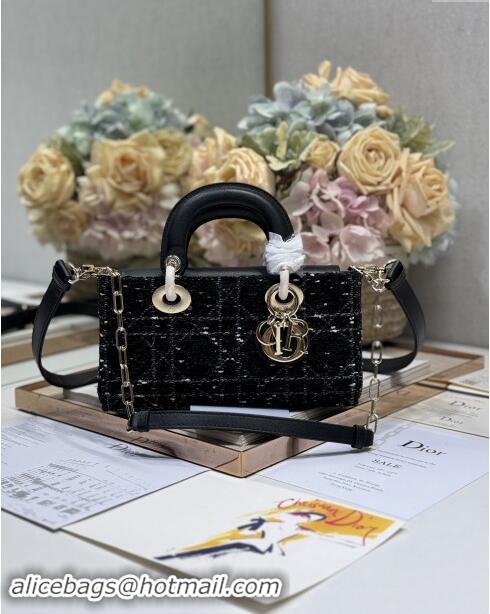 Super Quality Dior Small Lady D-Joy Bag in Cannage Tweed 0910 Black 2024