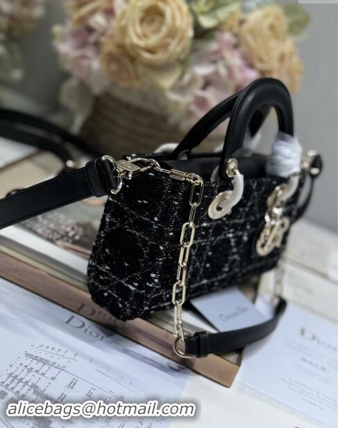 Super Quality Dior Small Lady D-Joy Bag in Cannage Tweed 0910 Black 2024