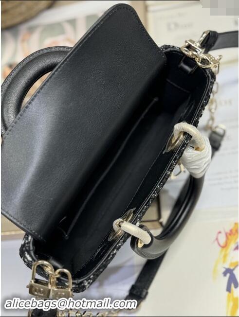 Super Quality Dior Small Lady D-Joy Bag in Cannage Tweed 0910 Black 2024