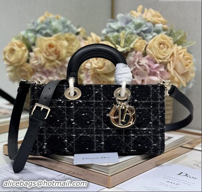 Top Quality Dior Medium Lady D-Joy Bag in  Cannage Tweed 0613 Black 2024