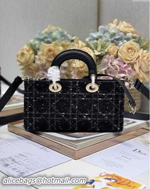 Top Quality Dior Medium Lady D-Joy Bag in  Cannage Tweed 0613 Black 2024