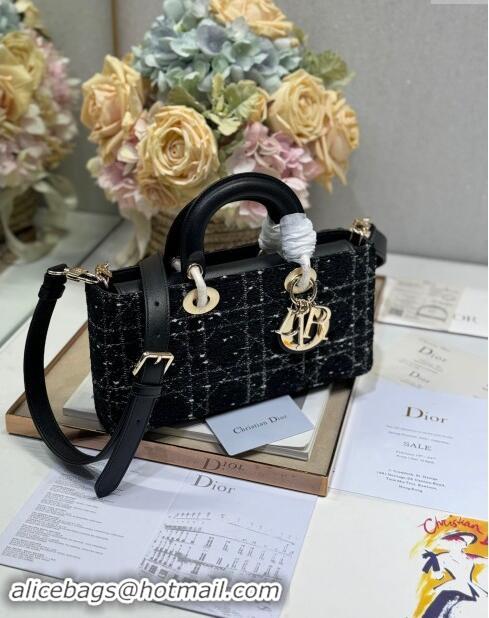 Top Quality Dior Medium Lady D-Joy Bag in  Cannage Tweed 0613 Black 2024