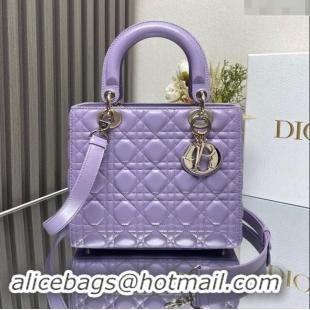 Top Grade Dior Medium Lady Dior Bag in Cannage Lambskin 0565 Purple 2024