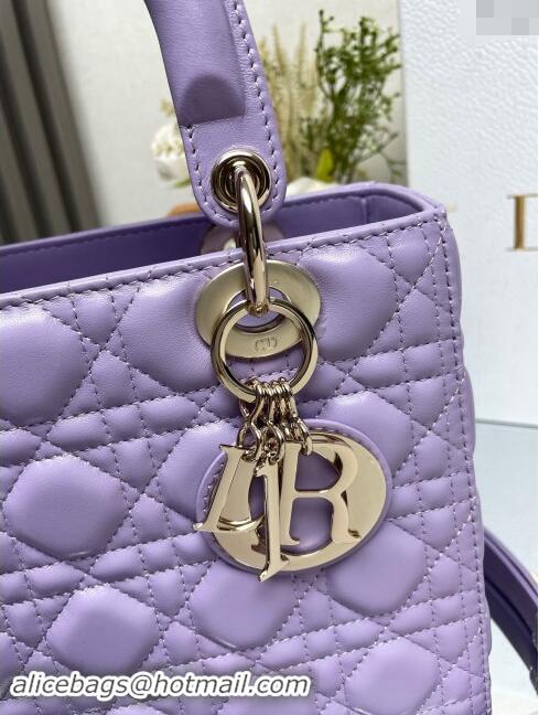 Top Grade Dior Medium Lady Dior Bag in Cannage Lambskin 0565 Purple 2024