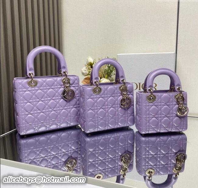 Top Grade Dior Medium Lady Dior Bag in Cannage Lambskin 0565 Purple 2024