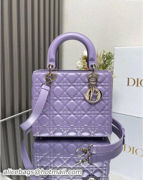 Top Grade Dior Medium Lady Dior Bag in Cannage Lambskin 0565 Purple 2024