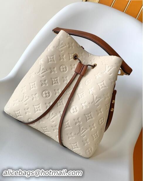 Buy Discount  Louis Vuitton NeoNoe MM Bucket Bag in Monogram Embossed Leather M45307 Brown/Cream