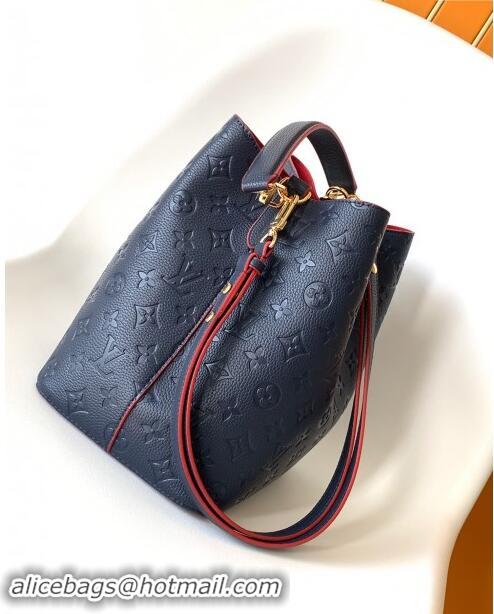 Shop Discount Louis Vuitton NeoNoe MM Bucket Bag in Monogram Embossed Leather M45306 Blue/Red 2024