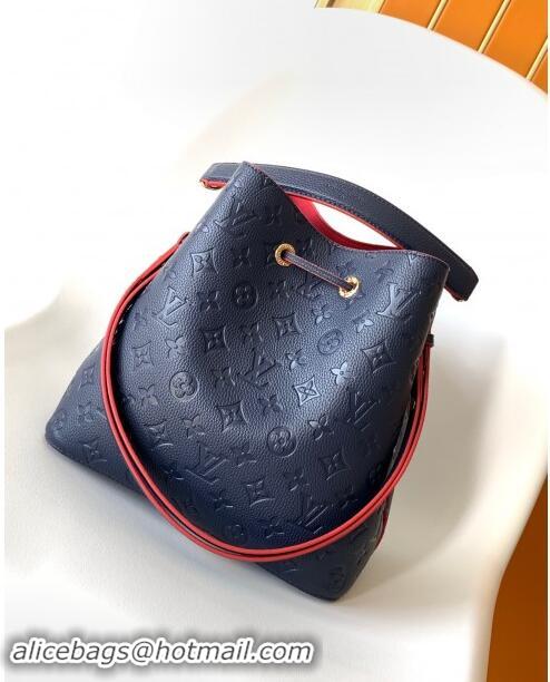 Shop Discount Louis Vuitton NeoNoe MM Bucket Bag in Monogram Embossed Leather M45306 Blue/Red 2024