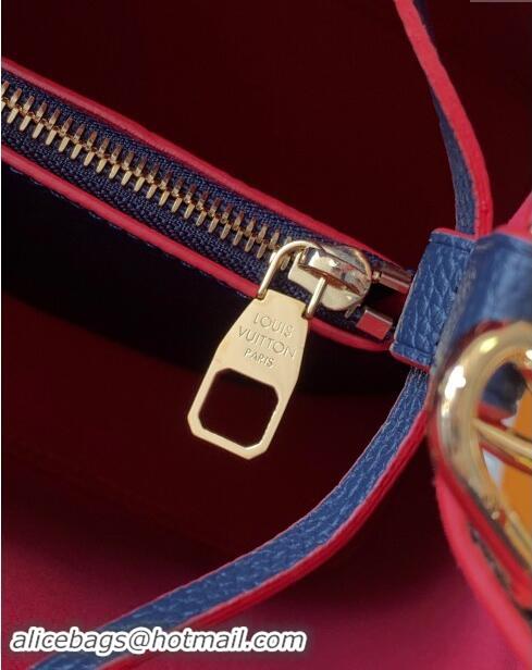 Shop Discount Louis Vuitton NeoNoe MM Bucket Bag in Monogram Embossed Leather M45306 Blue/Red 2024