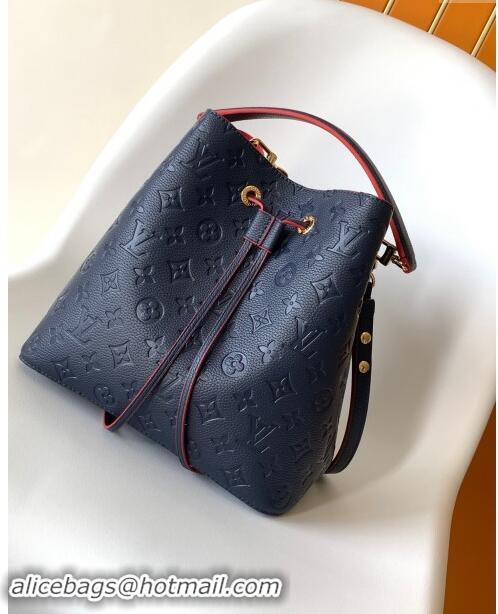 Shop Discount Louis Vuitton NeoNoe MM Bucket Bag in Monogram Embossed Leather M45306 Blue/Red 2024