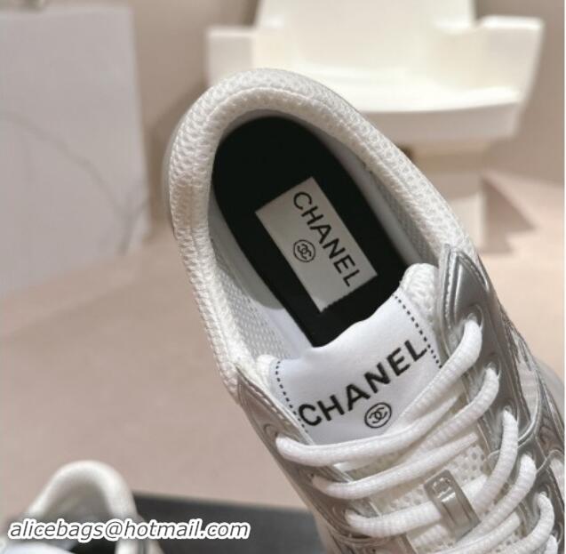 Best Product Chanel Calfskin & Mesh Sneakers White/Silver 1016097