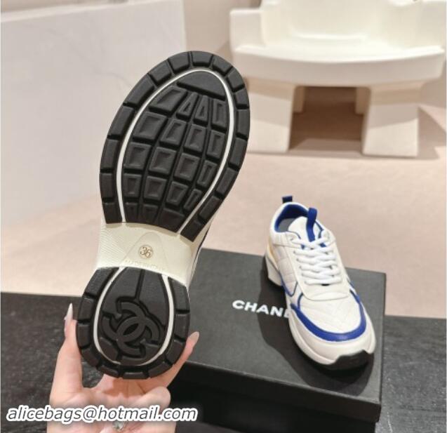 Good Product Chanel Quilted Calfskin Sneakers White/Blue 1016102