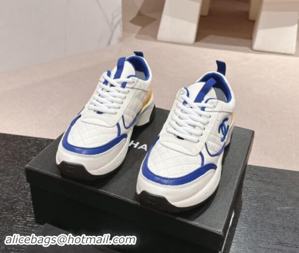 Good Product Chanel Quilted Calfskin Sneakers White/Blue 1016102