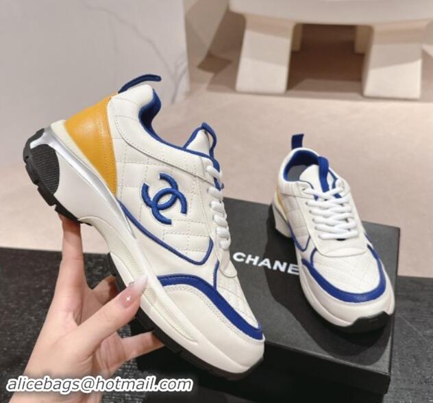 Good Product Chanel Quilted Calfskin Sneakers White/Blue 1016102